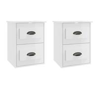 (high gloss white, 2 pcs) vidaXL Wall-mounted Bedside Cabinets Floating Storage Cabinets Hanging Cabinet