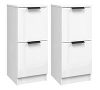 Vidaxl Sideboards 2 Pcs High Gloss White 30X30X70 Cm Engineered Wood