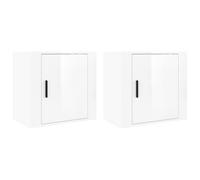 (High gloss white, 2 x Bedside cabinet) vidaXL 1/2x Wall-mounted Bedside Cabinet Floating Nightstand Multi Colours
