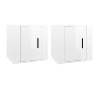 vidaXL Wall Mounted TV Cabinets 2 pcs High Gloss White 40x34.5x40 cm