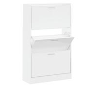 (High gloss white, 63 x 24 x 103 cm (W x D x H)) New Wood Shoe Cabinet 2Drawer Storage Cupboard Rack Shelf Multi Colours/Sizes