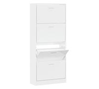 (High gloss white, 63 x 24 x 147 cm (W x D x H)) New Wood Shoe Cabinet 2Drawer Storage Cupboard Rack Shelf Multi Colours/Sizes