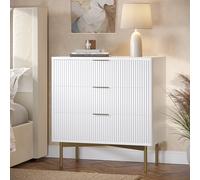 High Gloss White and Gold Chest of 3 Drawers - Valencia