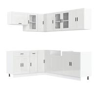 (high gloss white) vidaXL 11 Piece Kitchen Cabinet Set Porto Brown Oak Engineered Wood
