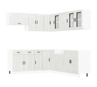 (high gloss white) vidaXL 11 Piece Kitchen Cabinet Set Porto Smoked Oak Engineered Wood