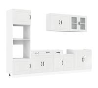 (high gloss white) vidaXL 7 Piece Kitchen Cabinet Set Kalmar Grey Sonoma Engineered Wood