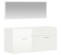 (high gloss white) vidaXL Bathroom Cabinet Vanity Unit Cupboard with Mirror White Engineered Wood