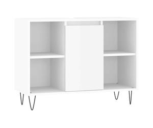 (high gloss white) vidaXL Bathroom Cabinet Vanity Unit Highboard Cupboard Black Engineered Wood