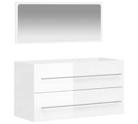 Vidaxl Bathroom Cabinet With Mirror High Gloss White Engineered Wood, White
