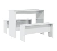 (high gloss white) vidaXL Dining Table and Bench Set 3 Piece Dinner Table Set Engineered Wood