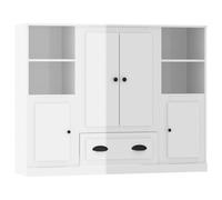(high gloss white) vidaXL Highboards Storage Cabinet Side Cabinets Cupboard 3 pcs Engineered Wood