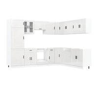 (high gloss white) vidaXL Kitchen Cabinet Set 14 Piece Cabinet Cupboard Porto Engineered Wood