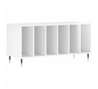 vidaXL High Gloss White Record Cabinet - Engineered Wood with Iron Feet, 100x38x48 cm - Modern Storage for Vinyl Collection and Electronics