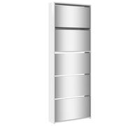 (high gloss white) vidaXL Shoe Cabinet 5-Layer Mirror 63x17x169.5cm Rack Organiser Oak/White