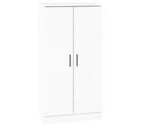 Shoe Cabinet High Gloss White 55x35x108 cm Engineered Wood Aluminium 7-Tier Slim