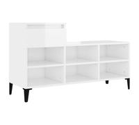 vidaXL Shoe Cabinet High Gloss White 102x36x60 cm Engineered Wood 02 UK HOT