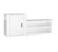vidaXL Shoe Cabinet High Gloss White 130x35x54 cm Engineered Wood UK HOT