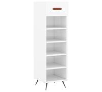 vidaXL Shoe Cabinet High Gloss White 30x35x105 cm Engineered Wood 06 UK HOT
