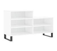 Shoe Cabinet High Gloss White 102x36x60cm Engineered Wood Metal Legs 5-Comp Slim