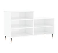 Shoe Cabinet 102x36x60 cm High Gloss White Engineered Wood Metal Legs 5-tier