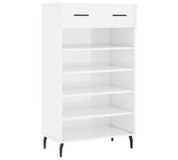 vidaXL Shoe Cabinet High Gloss White 60x35x105 cm Engineered Wood 03 UK HOT