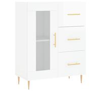 vidaXL Single Glass Door 3 Drawer White Sideboard - Size: 90 x 69.5 x 34cm - Wilko