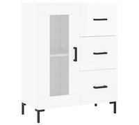 vidaXL Single Glass Door 3 Drawer High Gloss White Sideboard - Size: 90 x 69.5 x 34cm - Wilko