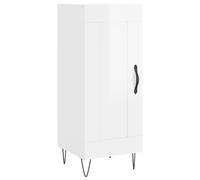 High Gloss White Sideboard 34.5x34x90cm Engineered Wood, Metal Legs Cabinet Unit