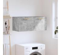 High Gloss White Wall Cabinet 100x36.5x35 cm Modern Engineered Wood Kitchen & Bathroom Sto Cupboard with Concrete Grey Accent Slish Utili & Larder Cabinet for Home nizat