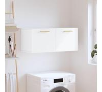 High Gloss White Wall Cabinet 100x36.5x35 cm Modern Engineered Wood Kitchen & Bathroom Sto Solut Space Saving Utili & Larder Cupboard for Slish nizat