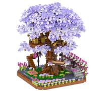 HIGH GODO Mini Cherry Blossom Bonsai Tree House Micro Building Blocks, 2200 PCS Flowers Sakura Tree Home Decoration Model Gift for Adults Women, Not Compatible with Lego