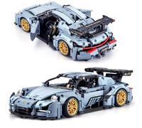 HIGH GODO Technology car building blocks, 1:14 super sports racing car model building blocks set, gifts for teenagers from 14 years or adults (Blue)