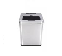High-Grade 10L Electric Recharable Trash Can with Lint Sensor, Slish Wood Grain h, Lid Included - Perfect for Living Room, Bedroom, and Kitchen (Silver)