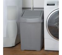 High Grade 50L Plastic Flip Top, 50Ltr Large Waste Bin Wham Silver One Size