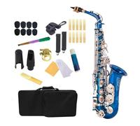 High-grade Blue Silver Eb Alto Saxophone Brass Lacquered E Flat Sax Woodwind Instrument