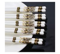 High-Grade Bone Ceramics Chopsticks,Cute Chinese Porcelain 9.6 Inch Reusable Dishwasher Safe 5 Pairs