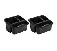 - High Grade Plastic Sink Tidy Kitchen Caddy Organizer 3 Compartment Sponge Brush Holder Cleaning Organizer Cloth Holder, Utensils Holder (Midnight Greyish)