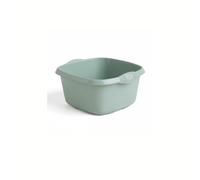 High Grade Plastic Square Washing Up Bowl | Stylish Strong Durable Bowl with High Gloss Chic Finish | Space Saving for Home Kitchen - 32cm (Silver Sage)