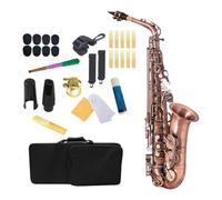 High Grade Red Bronze Bent Eb Alto Saxophone E-flat Sax Carved Pattern Woodwind Instrument With Carry Case