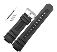 High Grade Rubber Wrist Strap Compatible With Casio AW-591 590/5230/282B AWG-M100/101 G-7700/7710 Replacement Bracelet Watch Band(black steel buckle)