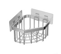 High-Grade Stainless Steel Sink Caddy for Corner Placement, for versatile Kitchen Storage Basket for Utensils, and Stylish Organizer Rack, Silver(large silver)