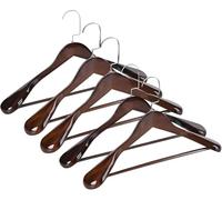 High Grade Wooden Retro Suit Clothes Hanger | Vintage Brown Walnut Finish with Non-Slip Pants Bar | Wardrobe Organizer for Clothes, Jackets, Coat, Trousers | 44.5cm with Wide Shoulders 5.5cm,5 Pack