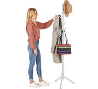 High-Grade Wooden Tree Coat Rack Stand, 6 Hooks - Super Easy Assembly NO Tools Required - 3 Adjustable Sizes Free Standing Coat Stand, Hallway Coat Hanger Hat Stand, for Handbag, Clothes & Accessories