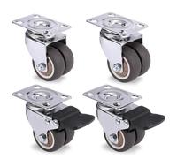 High-gth Soft Rubber Fur Casters, 4-Pack, 1.5"/2" Swivel Wheels for Platform Carts, Home Accessories, with Brake & No Brake Opts, Easy Fur Movement