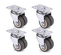 High-gth Soft Rubber Swivel Casters for Fur, 4-Pack 1.5"/2" Rolling Wheels, Home Accessories for Easy Fur Movement, No Brake, Perfect for Carts.