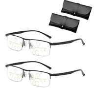 High Hardness Anti Blue Light Intelligent Dual Focus Reading Glasses Intelligent Zoom Auto Zoom Anti-blue Multi-focal Adjustable Reading Glasses for Far and Near (Black*2,+3.0)