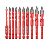 High Hardness Skewed Head Eccentric Drill Bit - FOCSTOL Eccentric Concrete Drill Bits Set with Quick Change Hex Shank for Wood Plastic Ceramic Tile 10pcs (6mm*4+8mm*2+10mm*2+12mm*2)