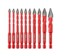 High Hardness Skewed Head Eccentric Drill Bit - FOCSTOL Eccentric Concrete Drill Bits Set with Quick Change Hex Shank for Wood Plastic Ceramic Tile 10pcs (5mm*2+6mm*4+8mm*2+10mm+12mm)