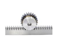 High hardness Steel Straight Linear Spur Rack 1Mod Steel Gear Rack 10 * 10 12 * 12 15 * 15 20 * 20 Length 1000mm + 1pcs/2pcs 1M 20 Teeth Steel Pinion Gear Bore Hole 6mm(20x20-2pcs 20T gear)