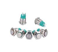 High Head 19mm LED Illuminated Latching 5pin Metal Momentary Push Button Switch Brass Nickel IDGTTLDF(24V)